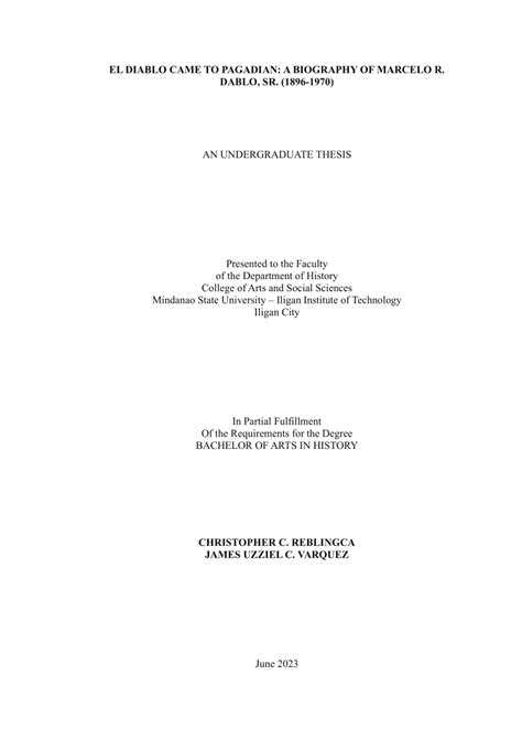 (PDF) EL DIABLO CAME TO PAGADIAN: A BIOGRAPHY OF .